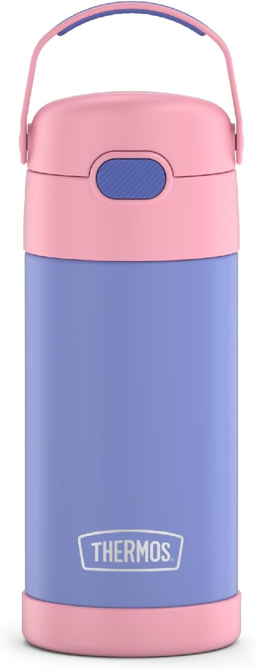 THERMOS FUNTAINER Water Bottle - 12 Ounce Kids Stainless Steel Vacuum Insulated - Purple/Pink