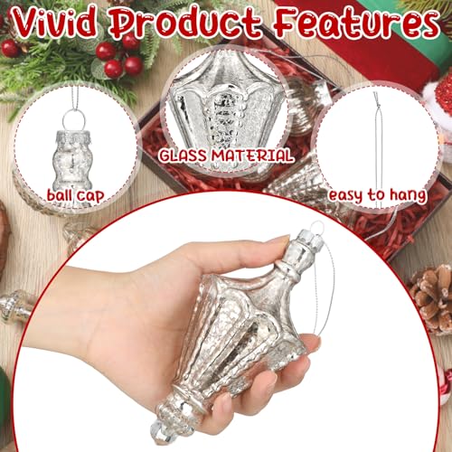 Colingmill Vintage Silver Mercury Glass Christmas Ornament Set - 7.87 Inch