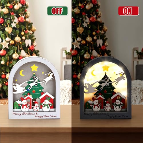 Christmas Village LED Snowman Scene Decor - White Variation