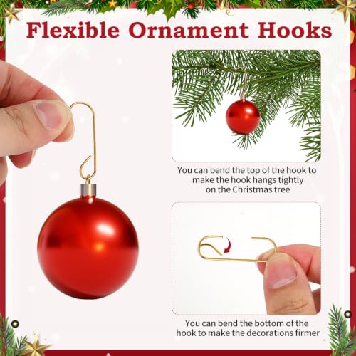 VueuKiGE Gold Christmas Ornament Hooks 100pcs with Storage Box - Small Metal Wire Hangers for Tree Decorations