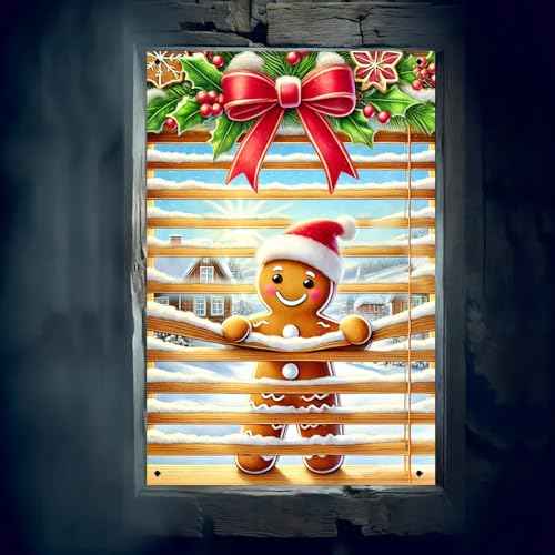 Christmas Window Cover 31x47 Inch Gingerbread Boy Window Decoration Holiday Backdrop Indoor Banner Kids Room Xmas Display Poster