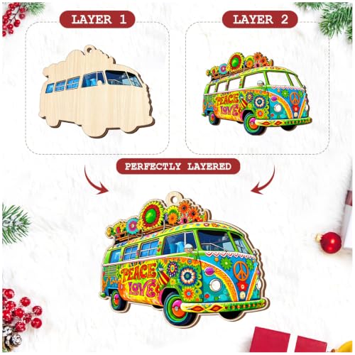 Hippie Christmas Ornament 2026 - Boho Decor for Women & Men, Peace & Love Design