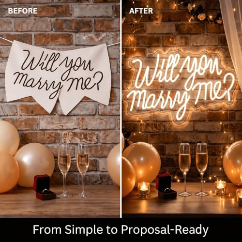 KSCKXGG Warm White Will You Marry Me Neon Sign 21.7x13.8 Inch LED Light for Proposal