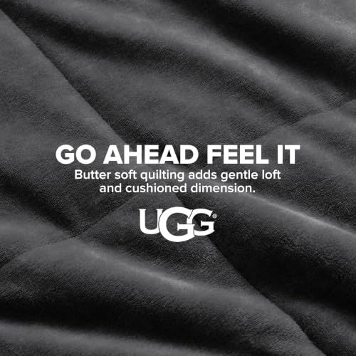 UGG Nita Charcoal Grey Reversible Throw Blanket - Fluffy & Soft Fleece, 50x70 Inches, Giftable Couch & Bed Decor