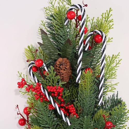 32pcs Christmas Candy Cane Ornament Plastic Christmas Tree Hanging Ornament Twisted Black and White Crutch Candy Canes for Xmas Home Christmastree Decoration(15cm No Hole)