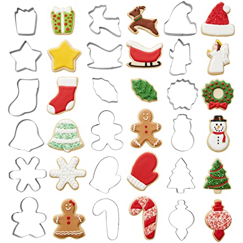 Wilton Holiday Cookie Cutter Set - 18 Metal Shapes for Christmas Baking & Decorations