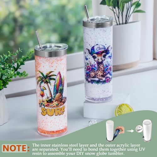 Temolulu 20 Oz Double Wall Sublimation Snow Globe Tumbler 8 Pack - Insulated DIY Glitter Cups