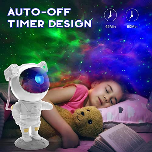 Kids Astronaut Star Projector Night Light White - Galaxy Space Lamp with Remote & 8 Nebula Effects