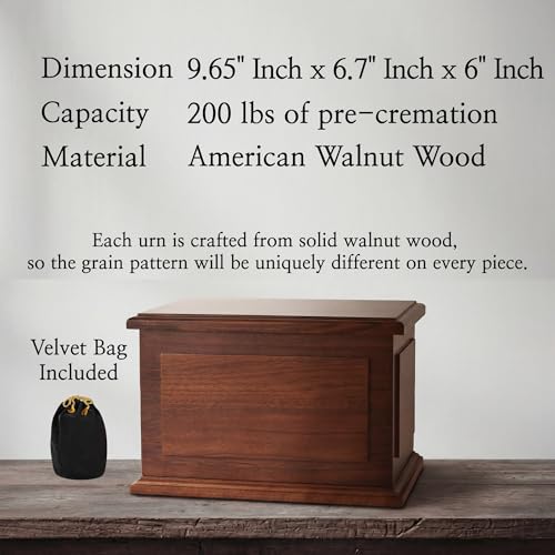 Walnut Wooden Cremation Urn for Adults - Handcrafted Ashes Container