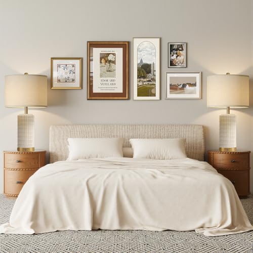 25-Inch Ceramic Touch Table Lamp Set of 2 - White Gold Variations