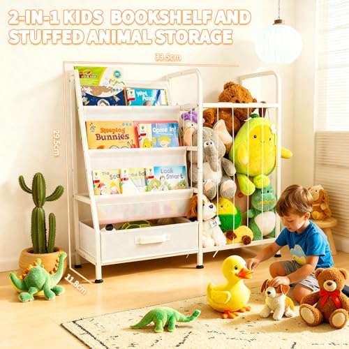 Kids’ White 3-Tier Toy & Book Storage Shelf with Stuffed Animal Organizer