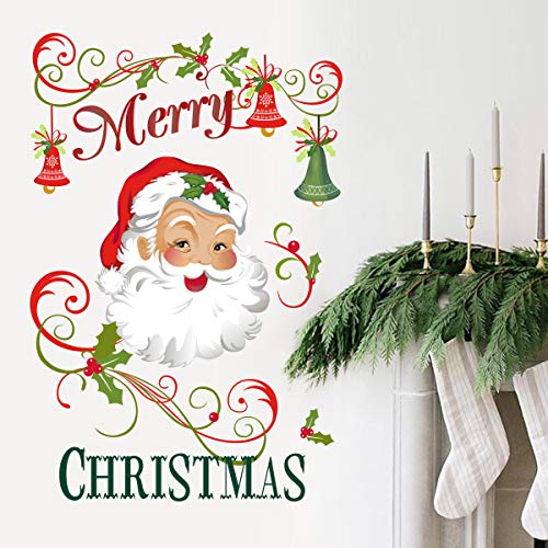 Decalplanet Christmas Santa Wall Decals Merry Christmas Snowflake Xmas Window Clings Removable DIY Wall Art Holiday Window Sticker Bedroom Door D?cor