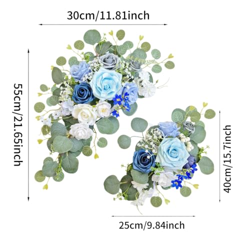 Artificial Wedding Arch Flowers Set - Blue Flower Garlands for Wedding & Party Decor