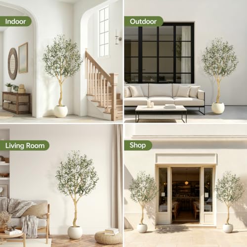 6ft Faux Olive Tree with UV-Resistant Leaves for Indoor Outdoor Decor - Realistic & Durable