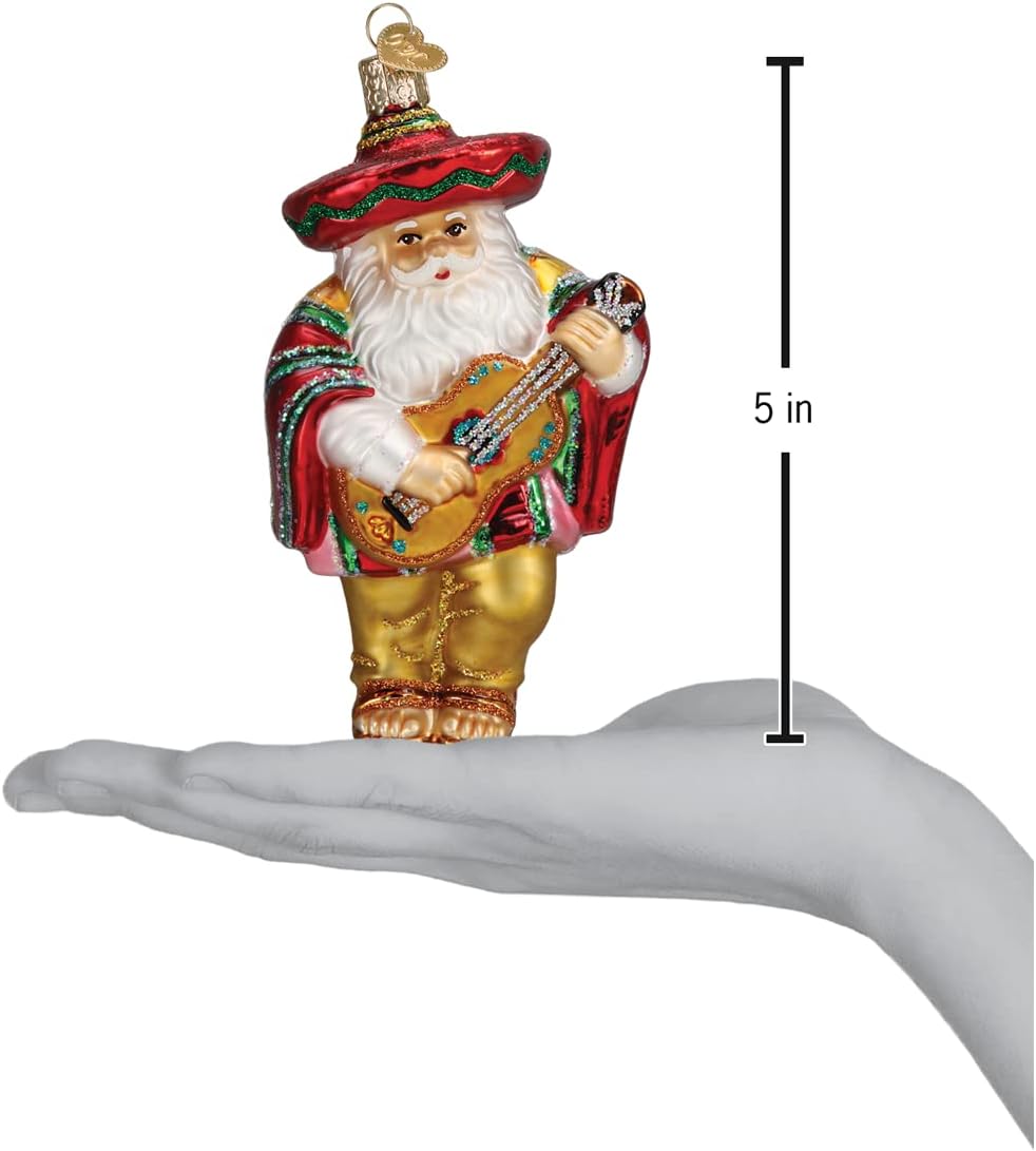 Mid-Century Santa Head Glass Blown Ornament - 3.25” for Christmas Tree Decor