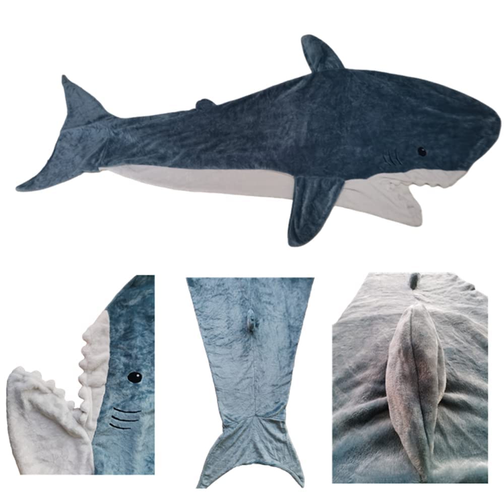 SunBritly Shark Blanket Shark Sleeping Bag Shark Onesie Cosplay Shark Costume Shark Gifts(S for 41-51 Inch Height)