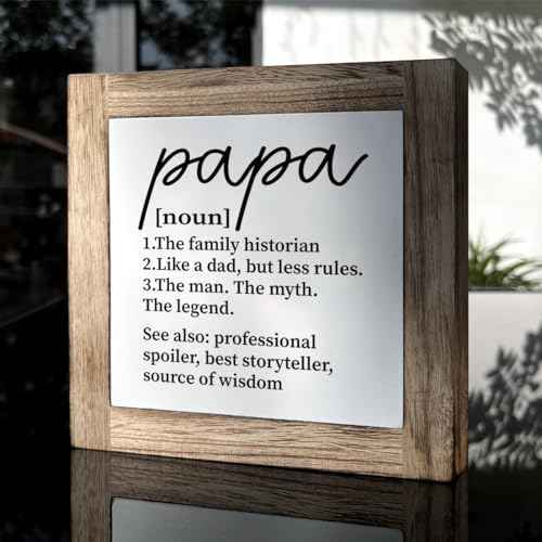Papa Definition Sign Gift for Grandpa, Wooden Box Signs for Home Decor, Farmhouse Home Table Decor, Father's Day Gift for Papa, Grandpa Gift Idea for Christmas Thanksgiving, Grandpa Nickname Sign