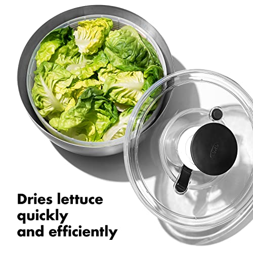6-2/74-Quart Stainless Steel Salad Spinner with Non-Slip Base & Brake