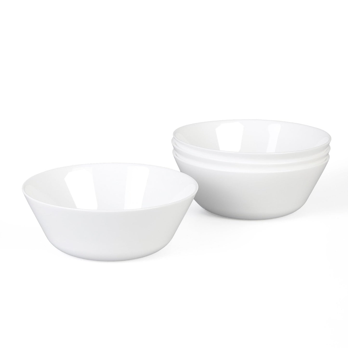 LaGlint 16OZ White Opal Glass Cereal and Soup Bowl Set of 4, 6 inch Dishwasher & Microwave Safe Round Bowls for Salad and Rice