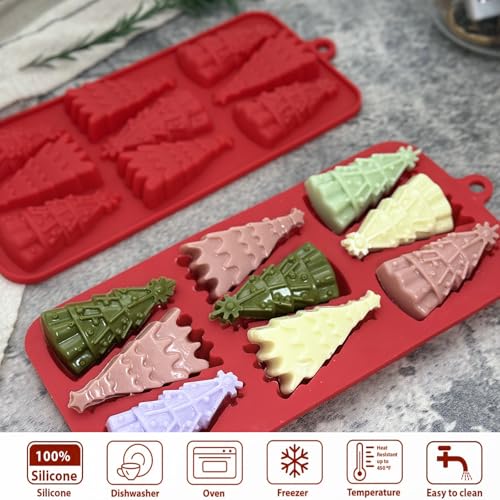 Christmas Tree Silicone Molds 2-Pack – 18-Cavity Fondant, Candy, Soap & Candle Molds