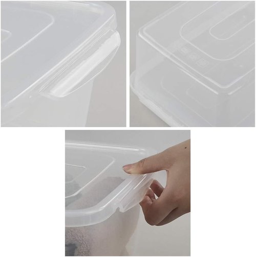Jekiyo Clear Plastic Storage Bin - 14 Quart Latching Box Container with Lid | Set of 4