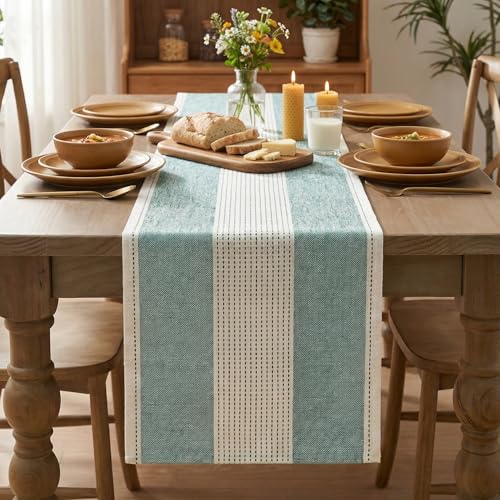 Artoid Mode Forest Green Farmhouse Rustic Table Runner 13x36 Inch for Kitchen Dining & Holiday Decor