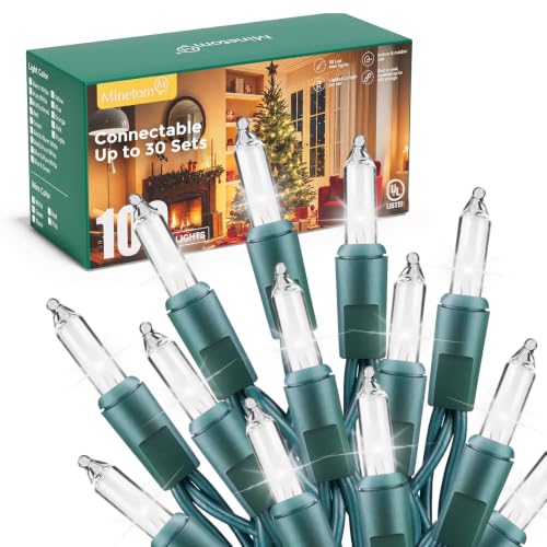 Minetom White LED Christmas String Lights 100 Count 20ft Indoor/Outdoor Decor
