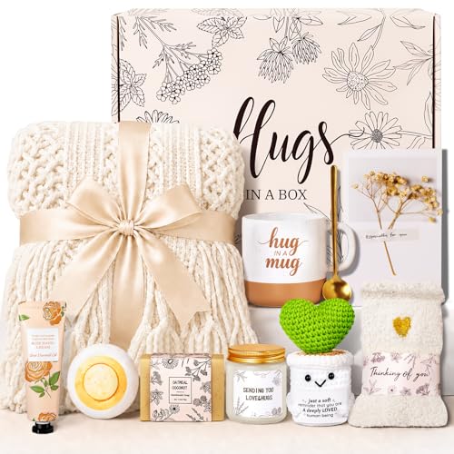 Get Well Soon Gift Basket for Women - Champagne Self Care Package with Soft Blanket