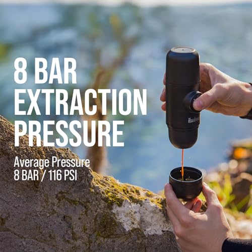 Portable Espresso Machine with Black Finish - Manual Coffee Maker for Camping & Travel