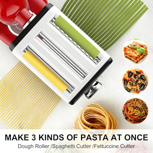 KitchenAid Pasta Maker Attachment 3-in-1 Noodle & Fettuccine Cutter Black-White