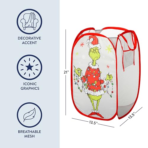Dr. Seuss The Grinch Collapsible Laundry Hamper - Toy & Holiday Storage Basket