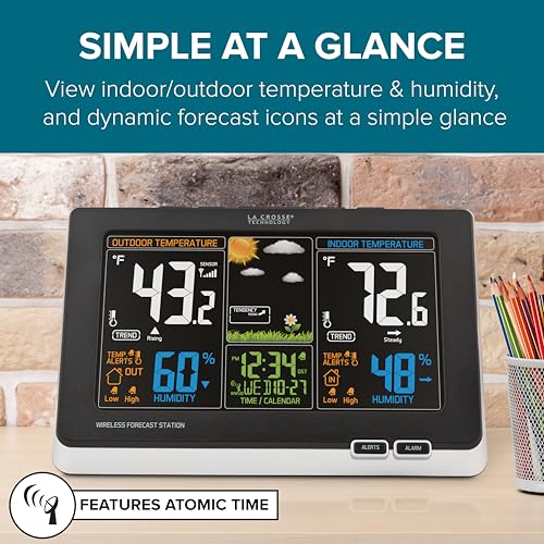 La Crosse Technology Black Advanced Weather Station with Full-Color LCD & Atomic Time