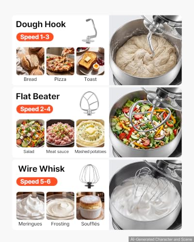 VEVOR 7.4 Qt Tilt Head Stand Mixer 500W Electric Dough & Food Mixer