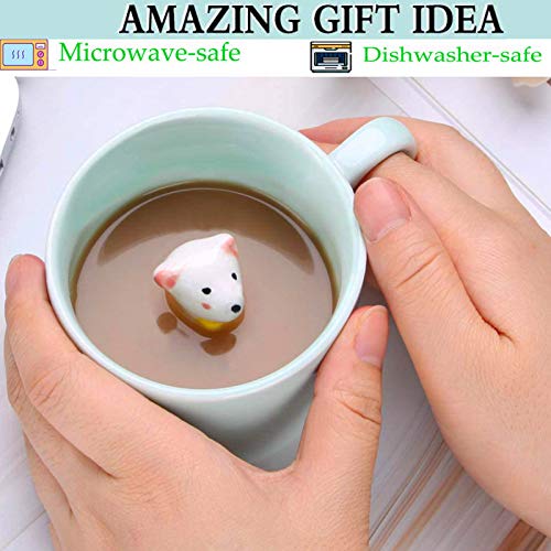 Celadon Polar Bear 8 oz 3D Ceramic Mug - Cute Animal Inside Cup Gift for Kids