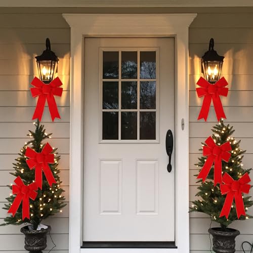 Burgundy Velvet Christmas Red Bow 13x9 Inches - 10 Pack Holiday Wreath Decorations