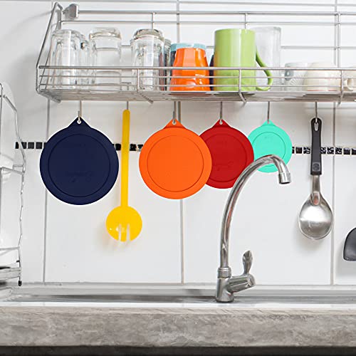 Silicone Replacement Lids for Glass Bowls - 8 Pack, Includes Red, Orange, Mint, Navy