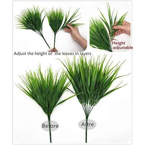 CATTREE Artificial Wheat Grass, Plastic Plants Shrubs Bushes Fake Green Leaves Wedding Indoor Outdoor Home Garden Verandah Kitchen Office Table Centerpieces Arrangements Christmas Decoration 5 pcs