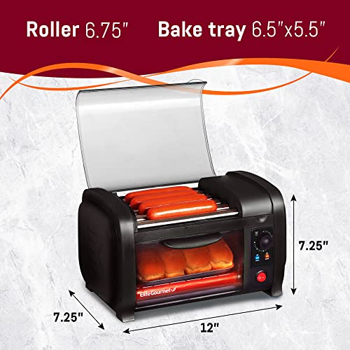 Hot Dog Toaster Oven with Steel Rollers - 4-Bun Capacity, Black