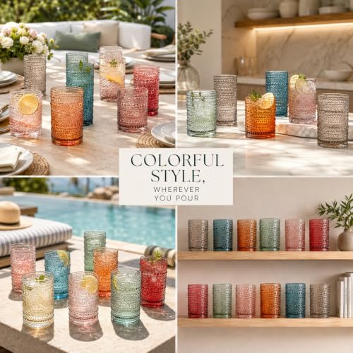Vintage Hobnail Beaded Highball Glasses Set of 12 - Tonal Drinkware