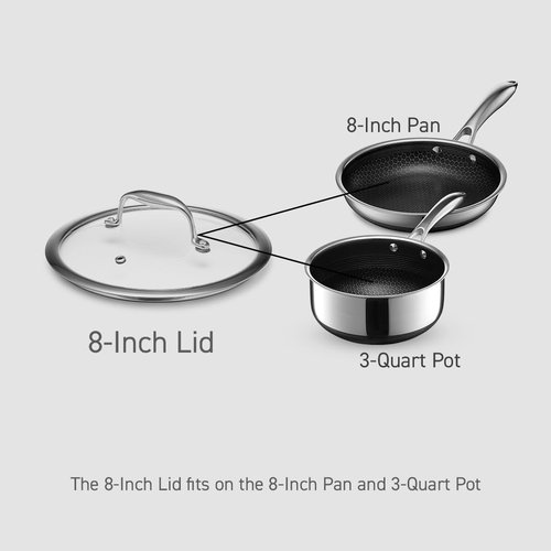HexClad Tempered Glass Lid - 8-Inch Cookware Accessory with Steam Vent | Dishwasher Safe Design