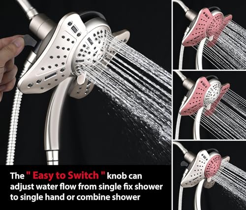 GRICH Dual Shower Head with Handheld Spray Nickel 2.5 GPM High Pressure Rainfall