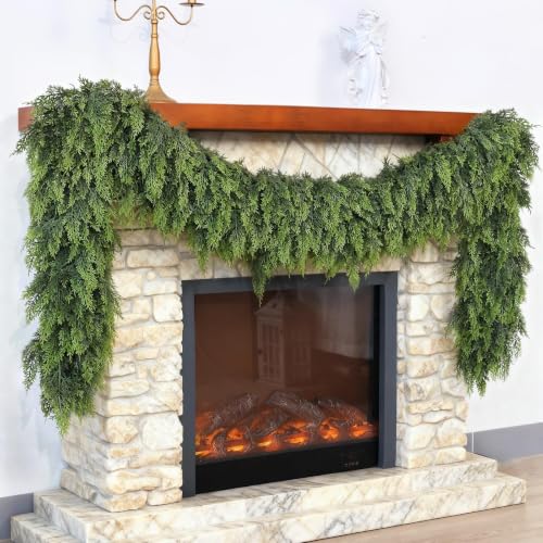 VIERENA 6FT Artificial Christmas Cedar Garland Faux Greenery for Mantle Decor