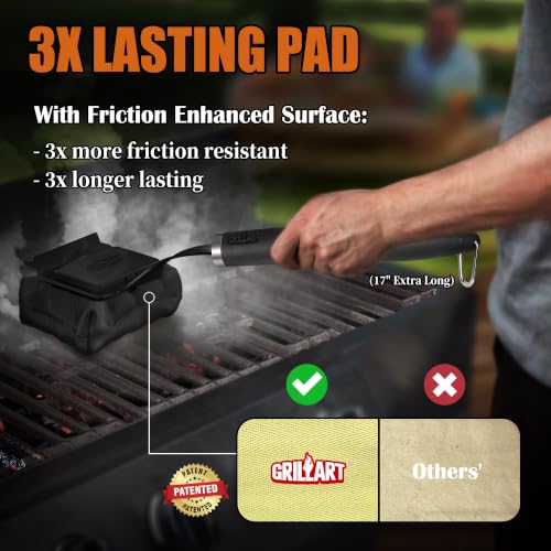 SteamWizards Bristle Free Grill Brush - Black 17-Inch Outdoor Grill Cleaner