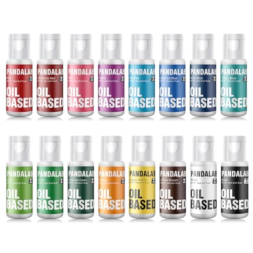 Pandalab Oil-Based Food Coloring Set 16 Vibrant Colors for Chocolate & Baking - 20ml Bottles
