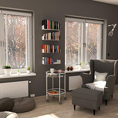 White Wallniture Bali Bookshelf Set of 4 - Floating Wall Shelves for Books & Media
