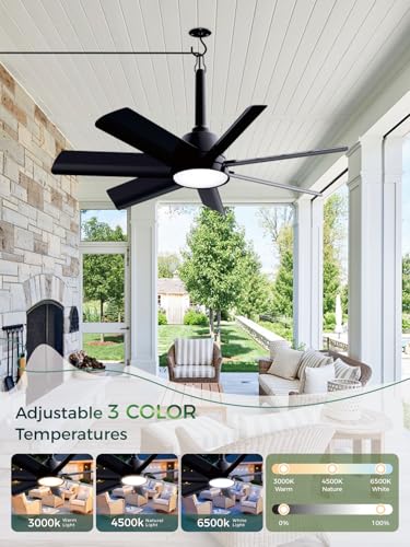 Outdoor Ceiling Fan with Light & Remote - 28 Inch Black for Gazebo & Patio (Variation of THIS listing)