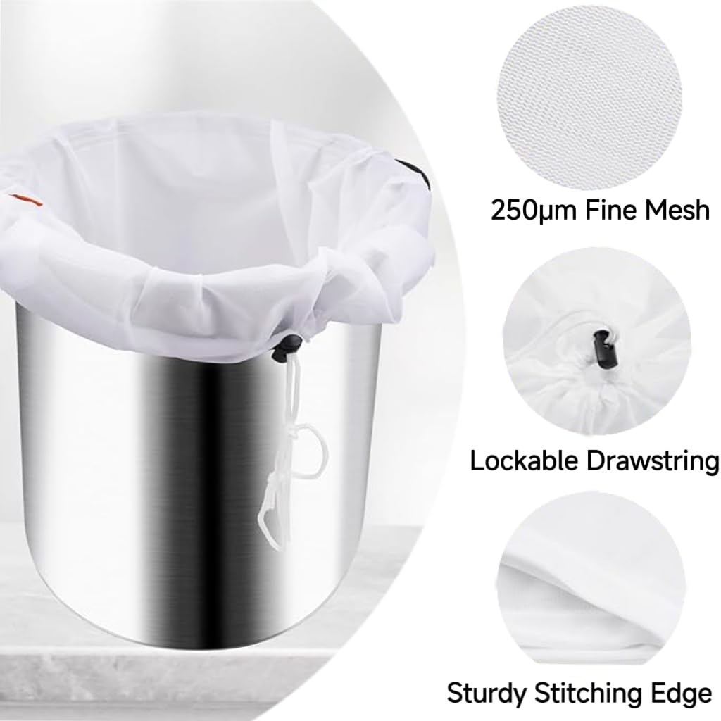 Brew Bags, 2 Pack Extra Large Reusable Straining Bag, 26"x22"Strainer Bag with Adjustable Drawstring for Brewing Grains Fruit Wine Beer Making Brew in a Bag Supplies