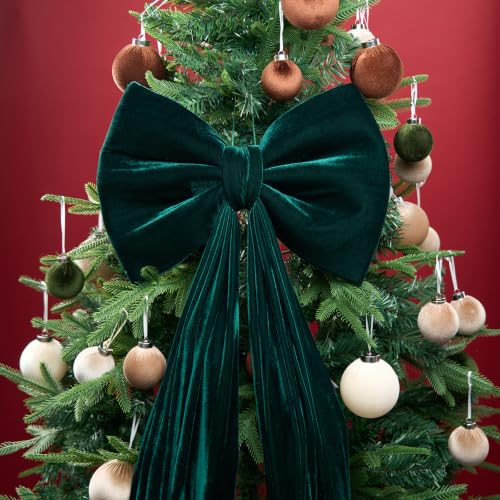 CANGBI Dark Green Oversized Christmas Bow 70x16 Inch Velvet Tree Topper