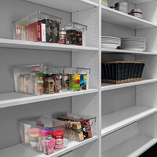 8 Pack Clear Plastic Storage Bins with Lids - 11 x 7.5 x 6 Inch Kitchen & Pantry Organization