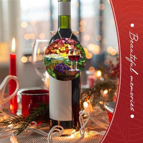 Funny Ornament Hanging Christmas Tree Ornaments,Stained Glass Style Wine,Holiday Keepsake for Xmas Tree Decoration